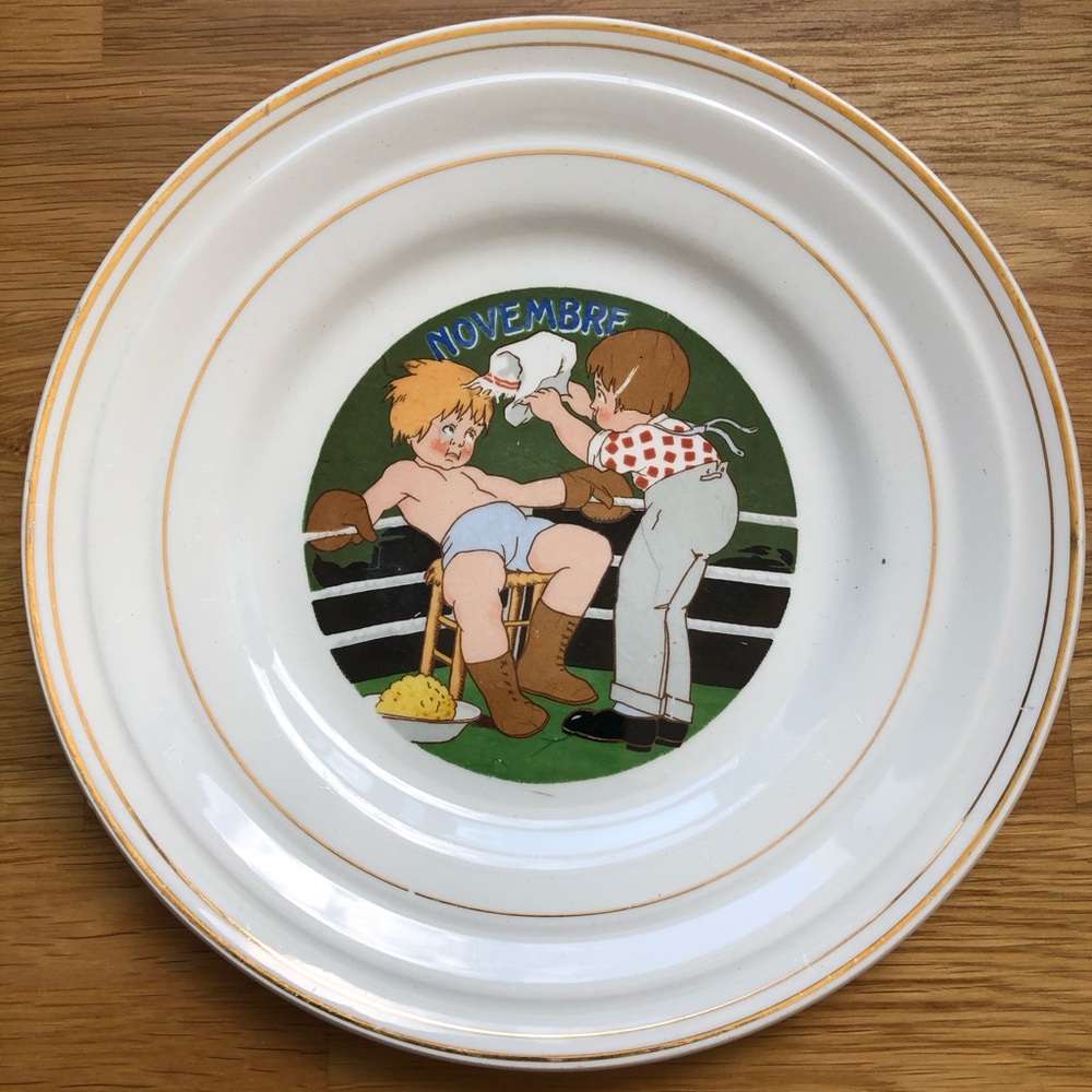Vintage Ceranord France Semi Porcelain Dessert Plate - November Novembre